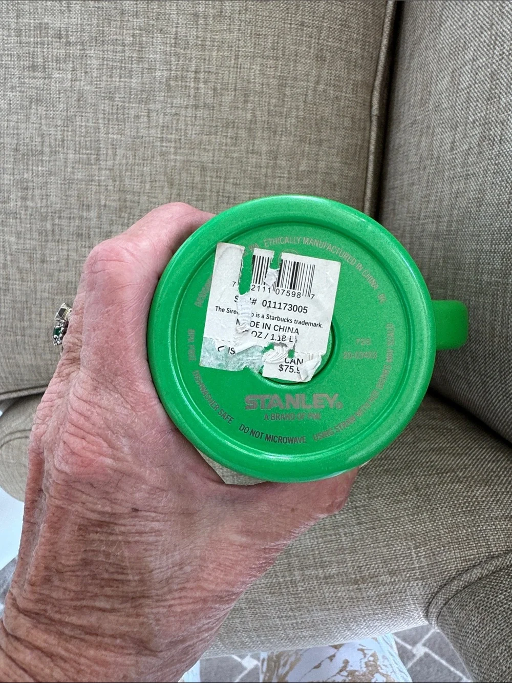 Stanley Bright Green Travel Tumbler with Handle and Straw - Picture 5 of 5